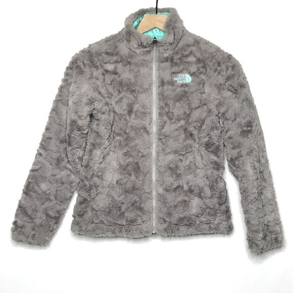 The North Face Mossbud Jacket Girls Size M 10-12 Reversible Teal Grey Coat
